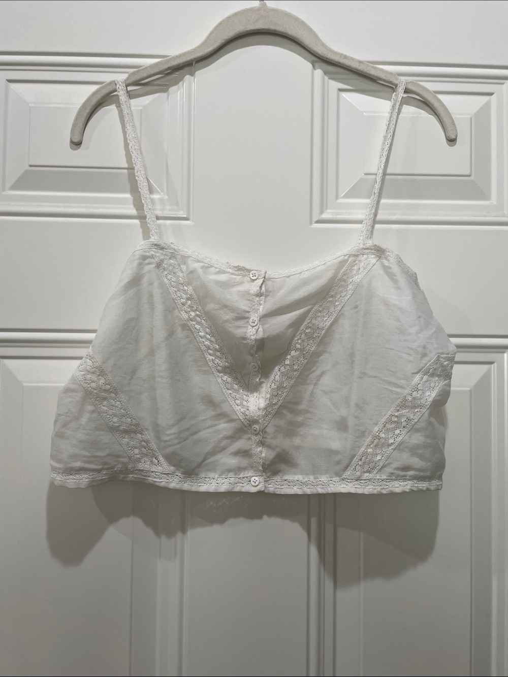 Club Monaco White Lace-Trim Cotton Camisole